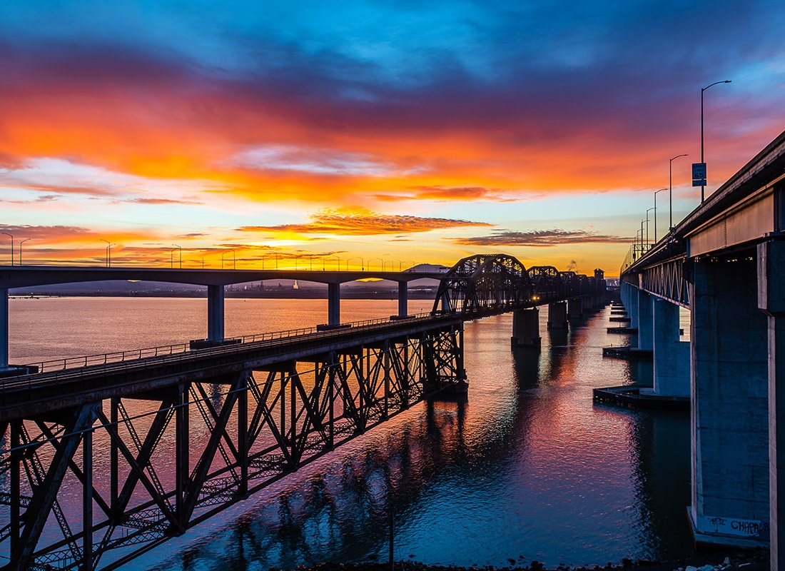 Benicia, CA - Sunrise From the Benicia Bridge Vista Point in California