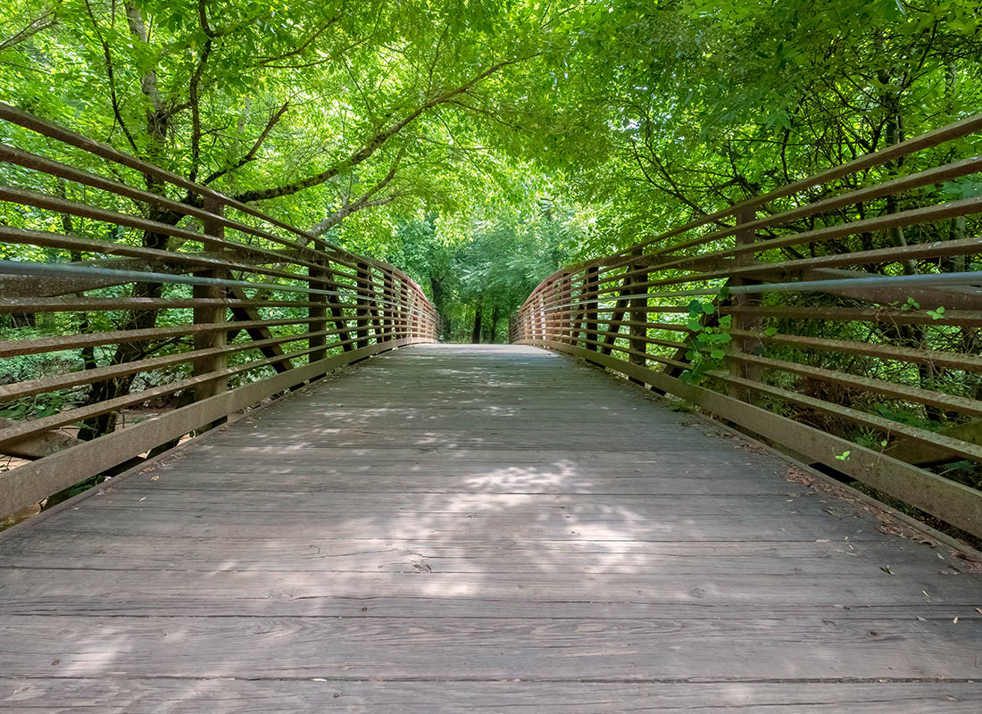 Charlotte, NC - Bridge Across Four Mile Creek on the Four Mile Creek Greenway Trail, Charlotte, North Carolina