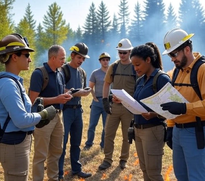 Group of conservationists planning a prescribed burn with Conservation United insurance support